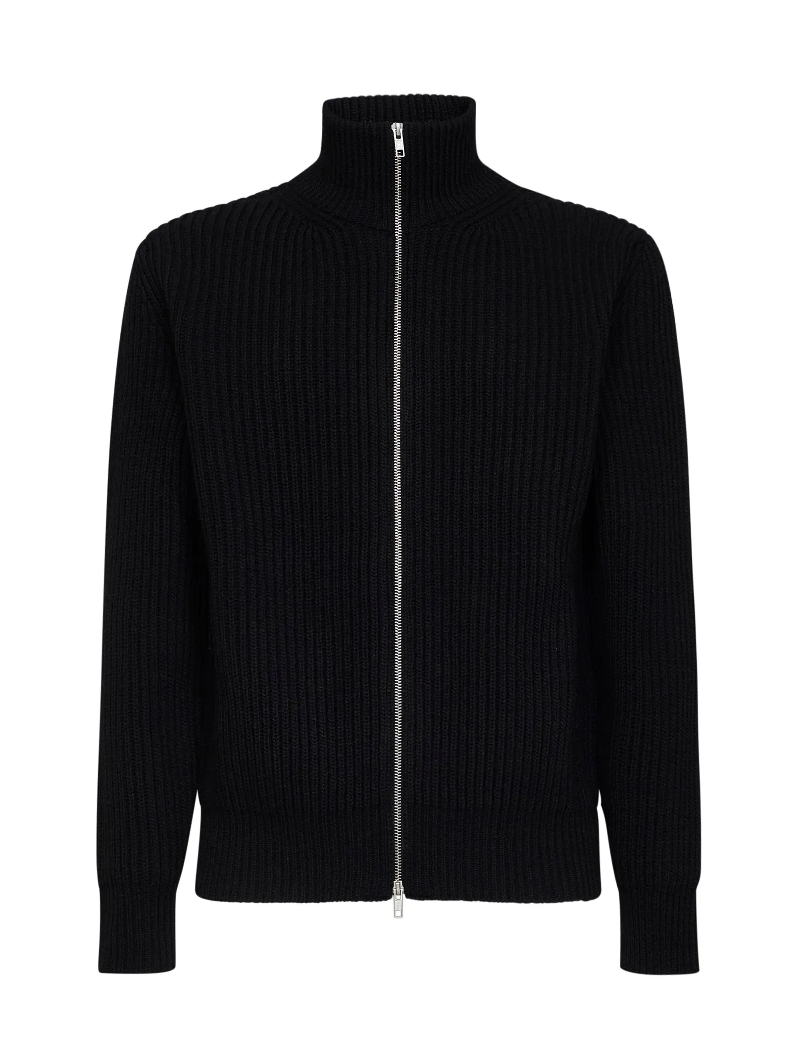 Knit Zip-Up Cardigan Black Wool Blend sold by Lord & Taylor