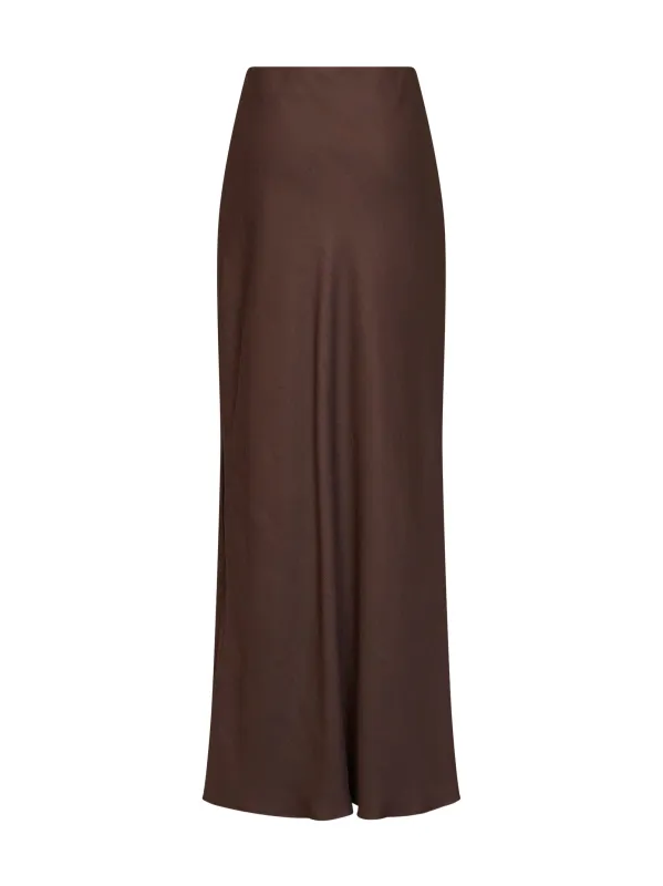 Skirt Bias-Cut Long Cocoa Viscose-Linen made by Brunello Cucinelli