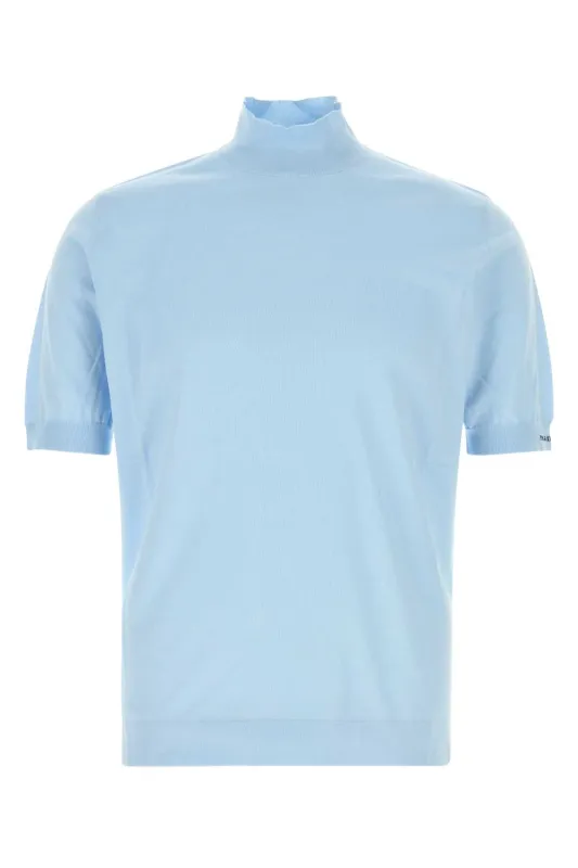 LIGHT BLUE COTTON SWEATER made by Prada