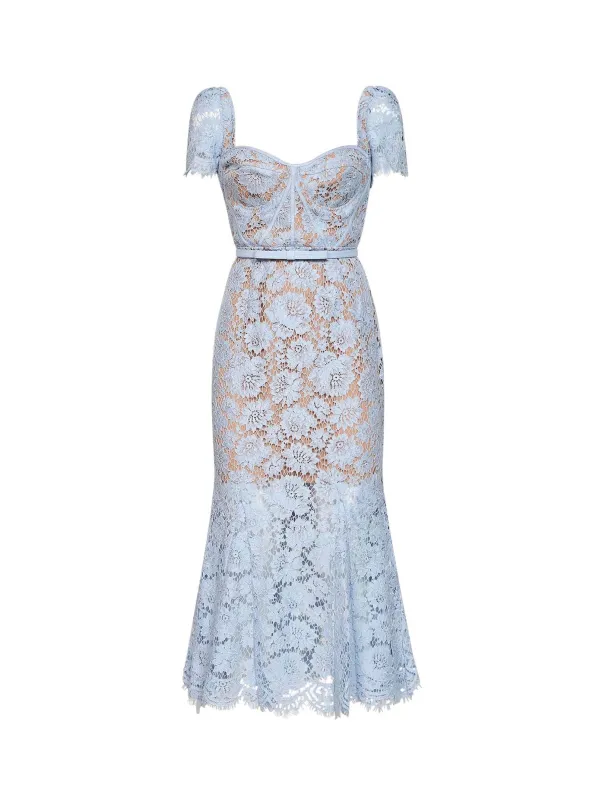 Midi Lace Dress Light Blue made by Self-Portrait