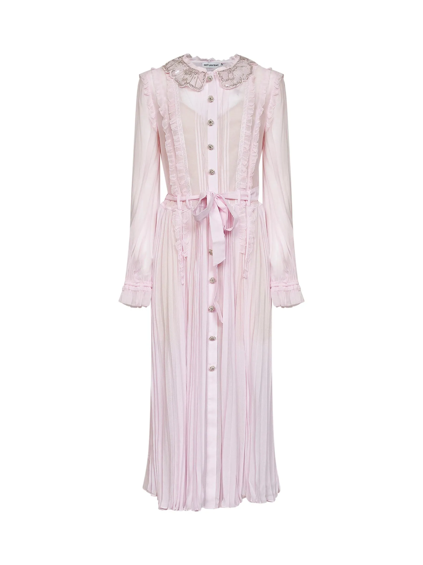 Dress Pleated Chiffon Midi Pink sold by Lord & Taylor