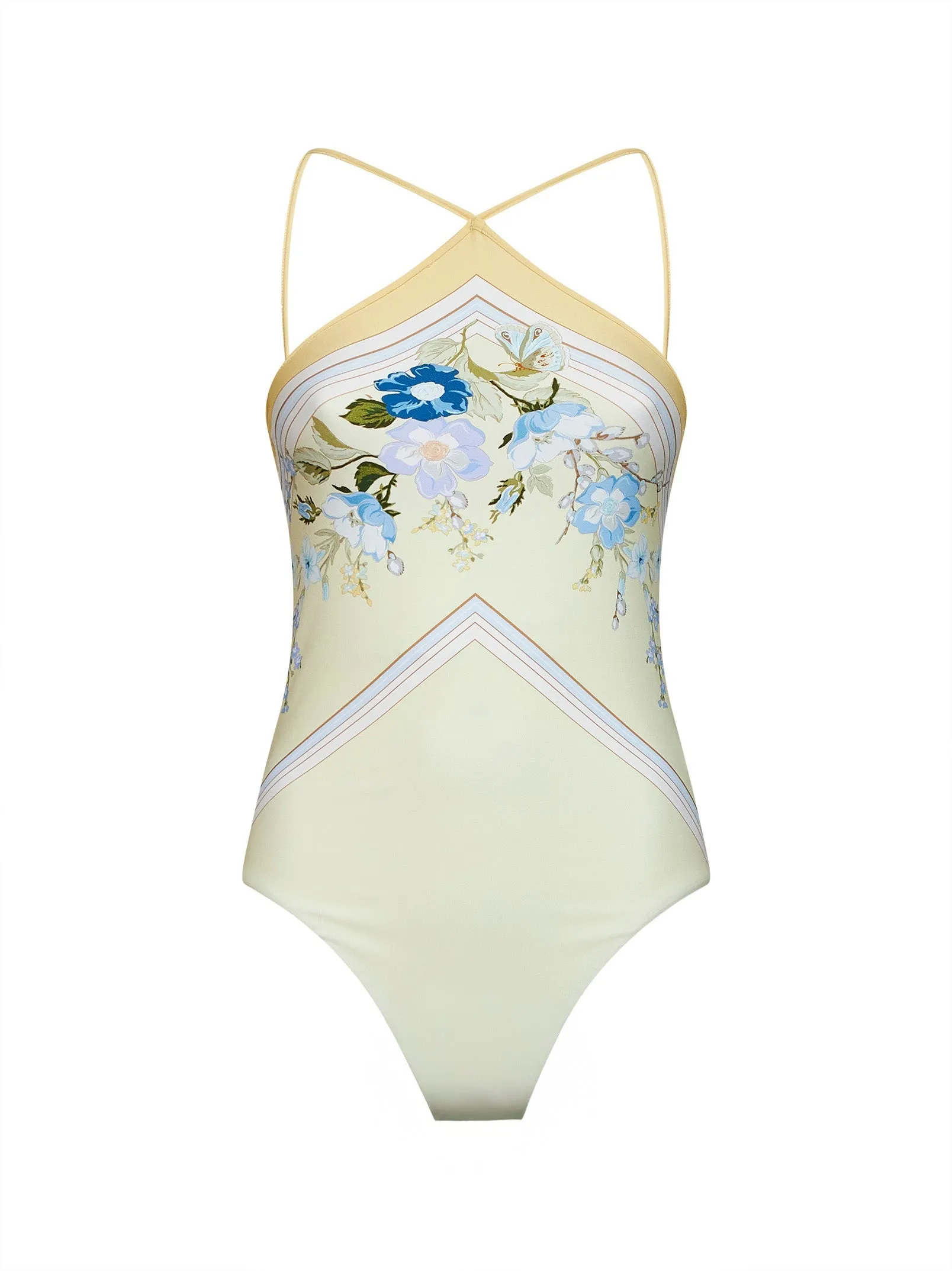 One-Piece Swimsuit Scarf-Inspired Floral Yellow sold by Lord & Taylor