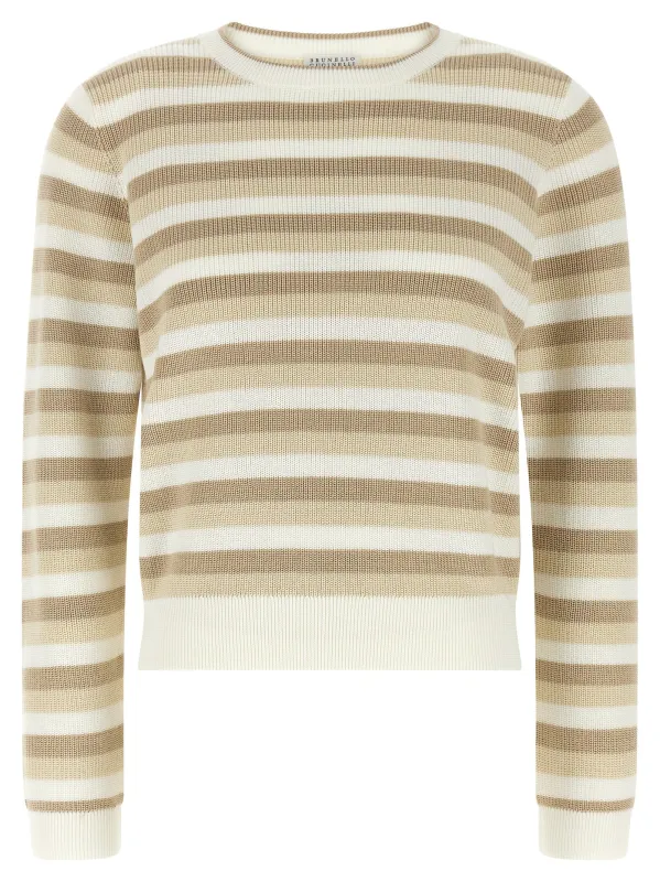 Striped cotton sweater made by Brunello Cucinelli