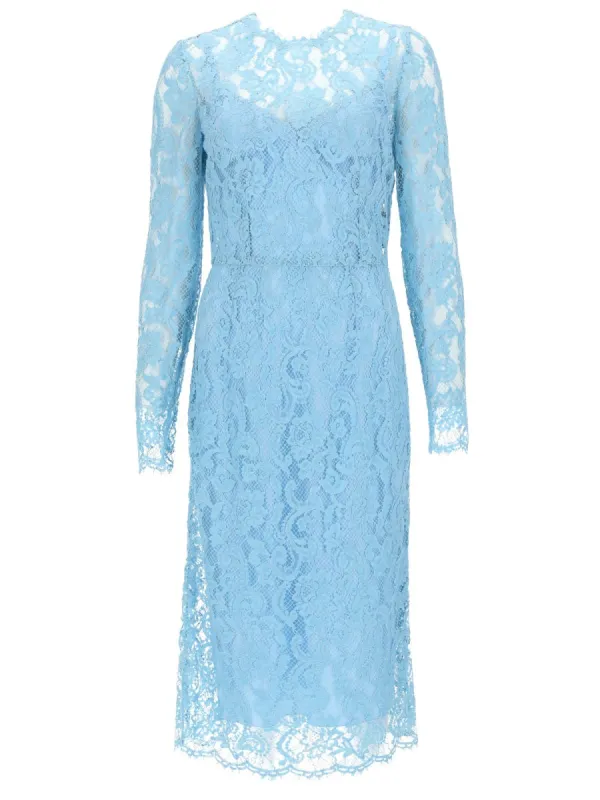 Sheath Dress in Azure Cordonetto Lace made by Dolce & Gabanna