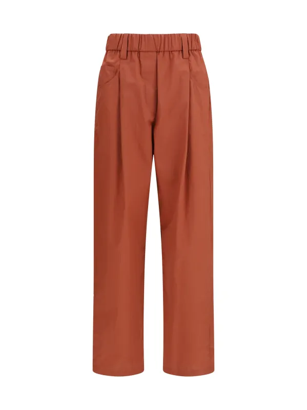 Cotton Pants Orange Flame made by Brunello Cucinelli