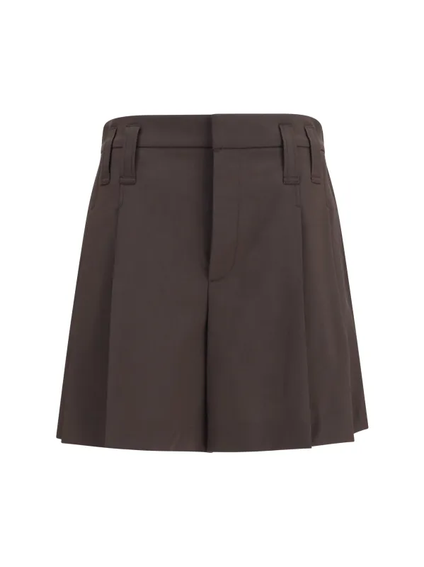 Shorts Pleated Tailored Coffee made by Brunello Cucinelli
