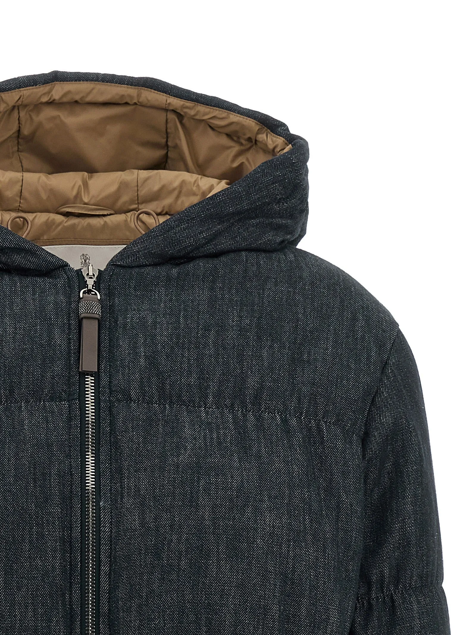 Denim-effect twill down jacket sold by Lord & Taylor product image thumbnail 3