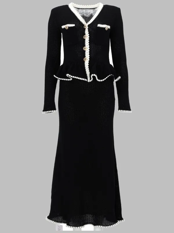 Midi Knit Dress with Lace Inserts Black made by Self-Portrait