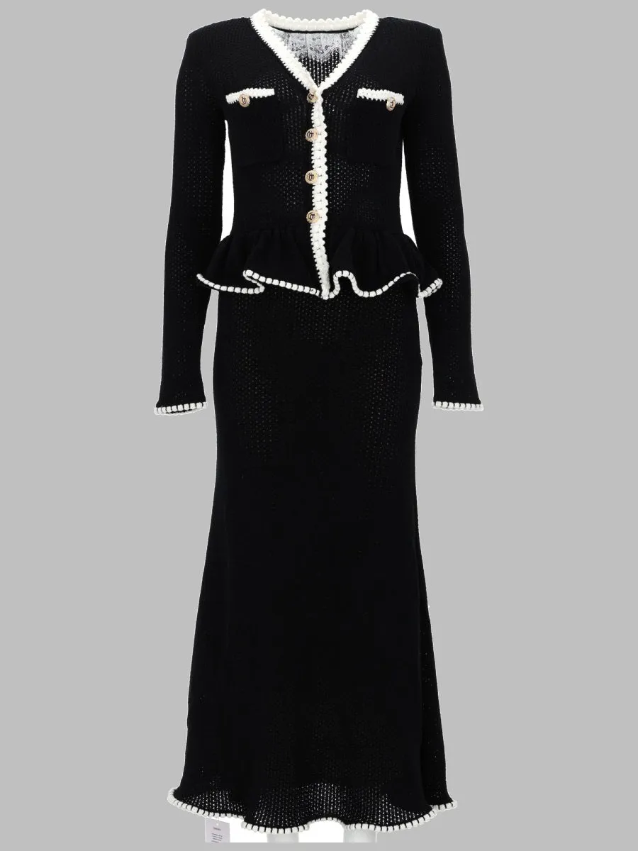 Midi Knit Dress with Lace Inserts Black sold by Lord & Taylor
