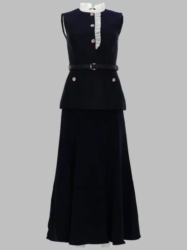 Midi Taffeta Dress Blue made by Self-Portrait