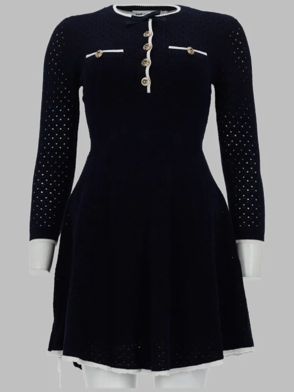 Knit Mini Dress with Bow (Blue) made by Self-Portrait