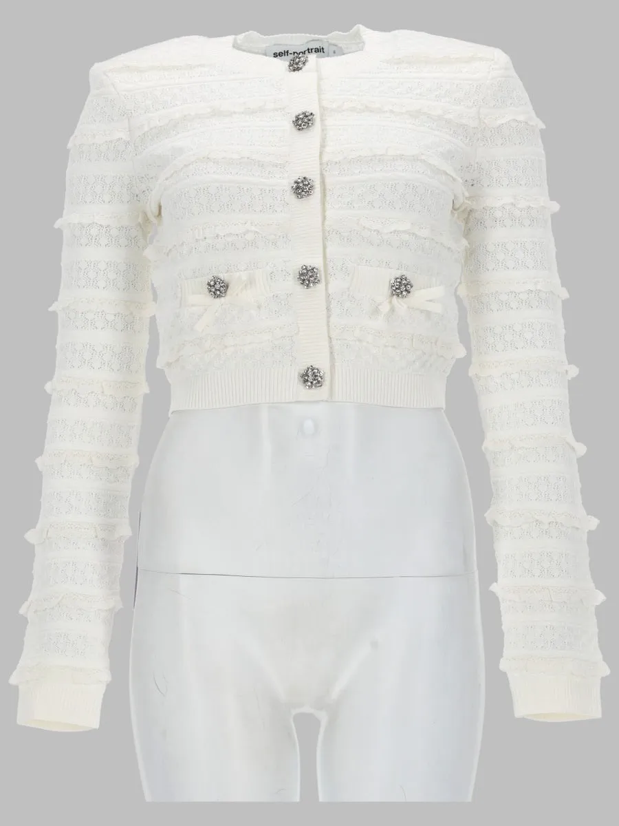 Cardigan Openwork with Rhinestones White sold by Lord & Taylor