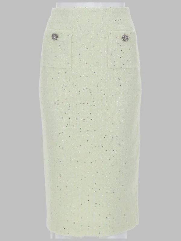 Midi Skirt Bouclé Green made by Self-Portrait