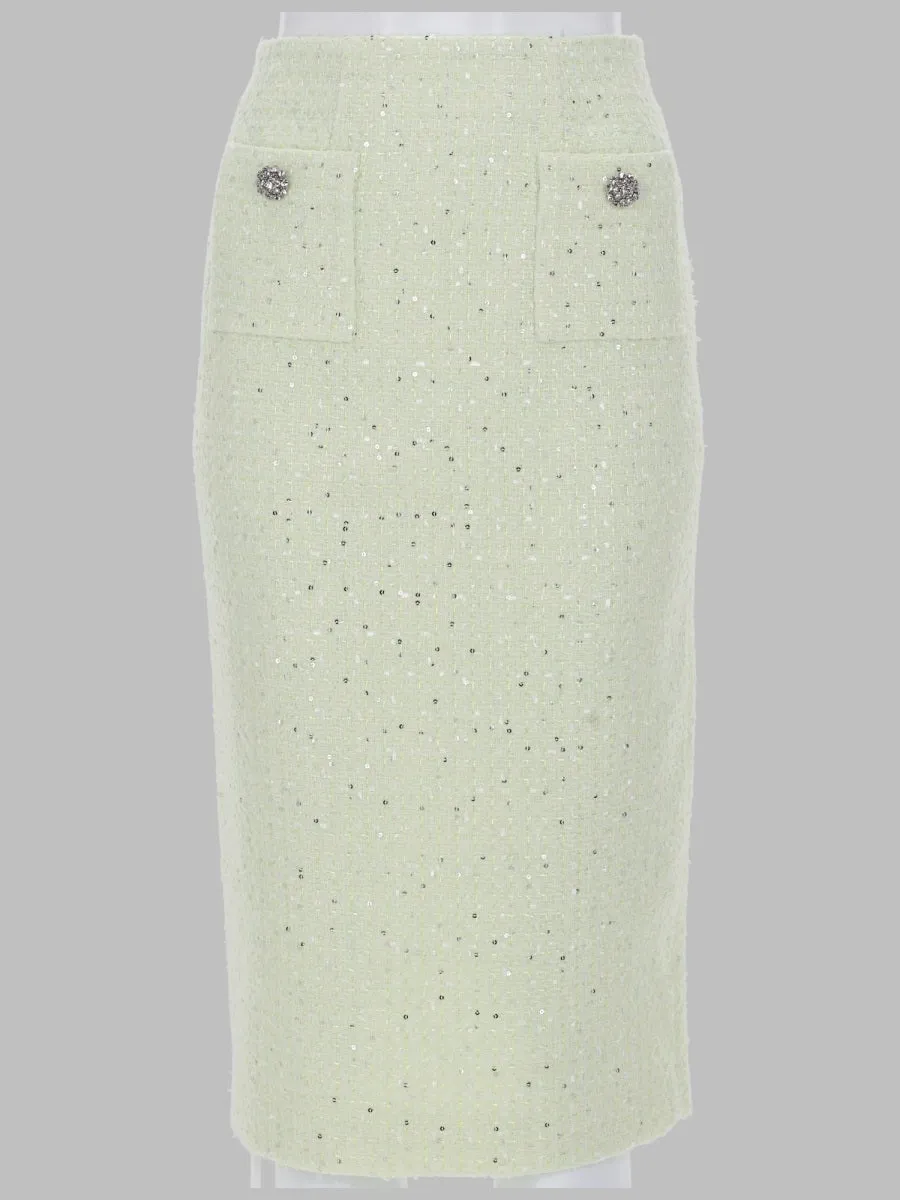 Midi Skirt Bouclé Green sold by Lord & Taylor