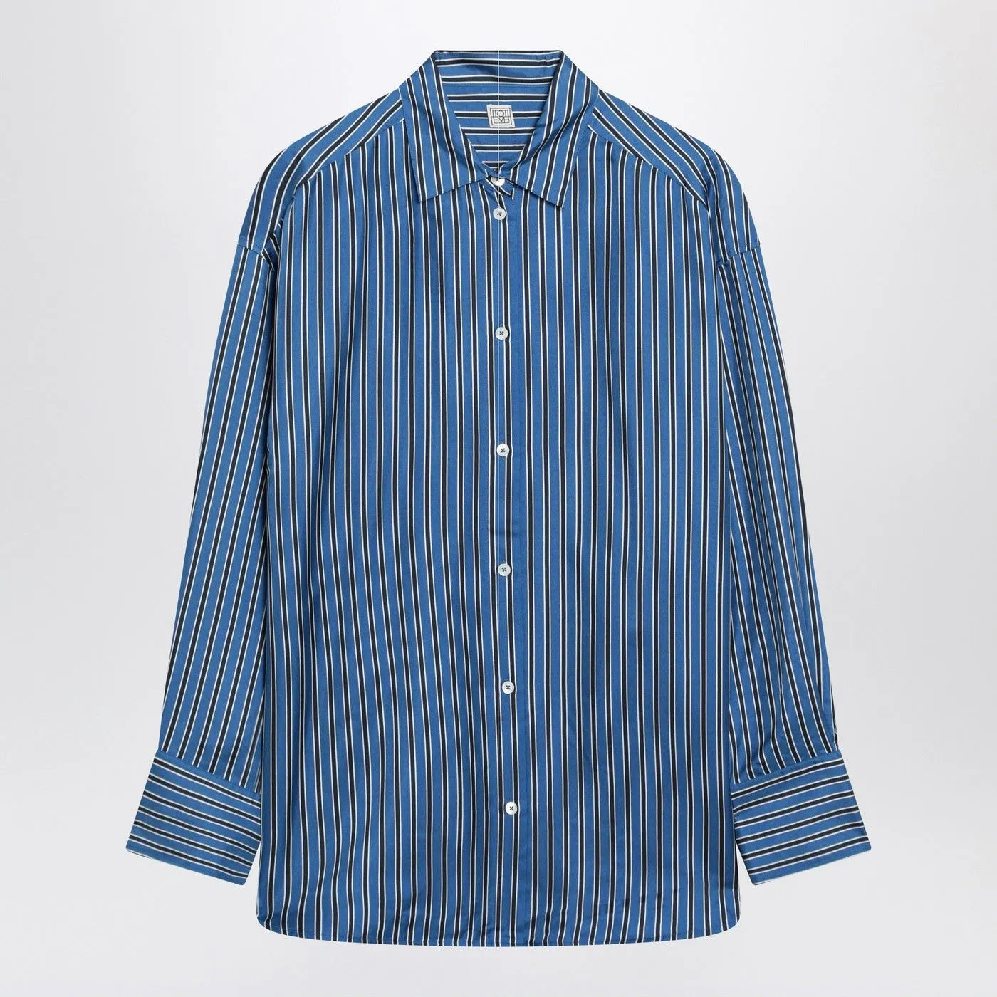 LIGHT BLUE STRIPED SILK SHIRT sold by Lord & Taylor