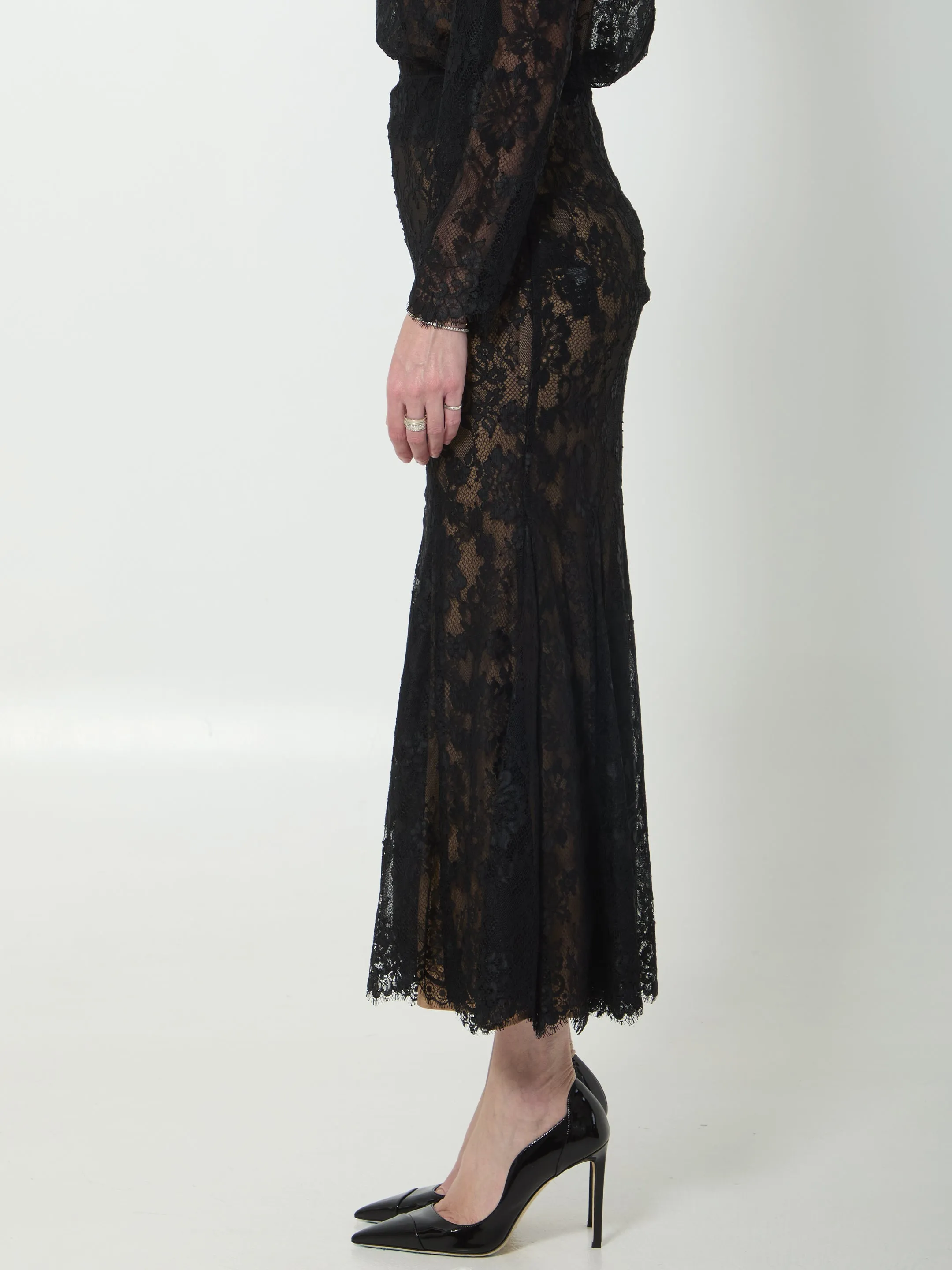 Black lace midi skirt sold by Lord & Taylor product image thumbnail 3
