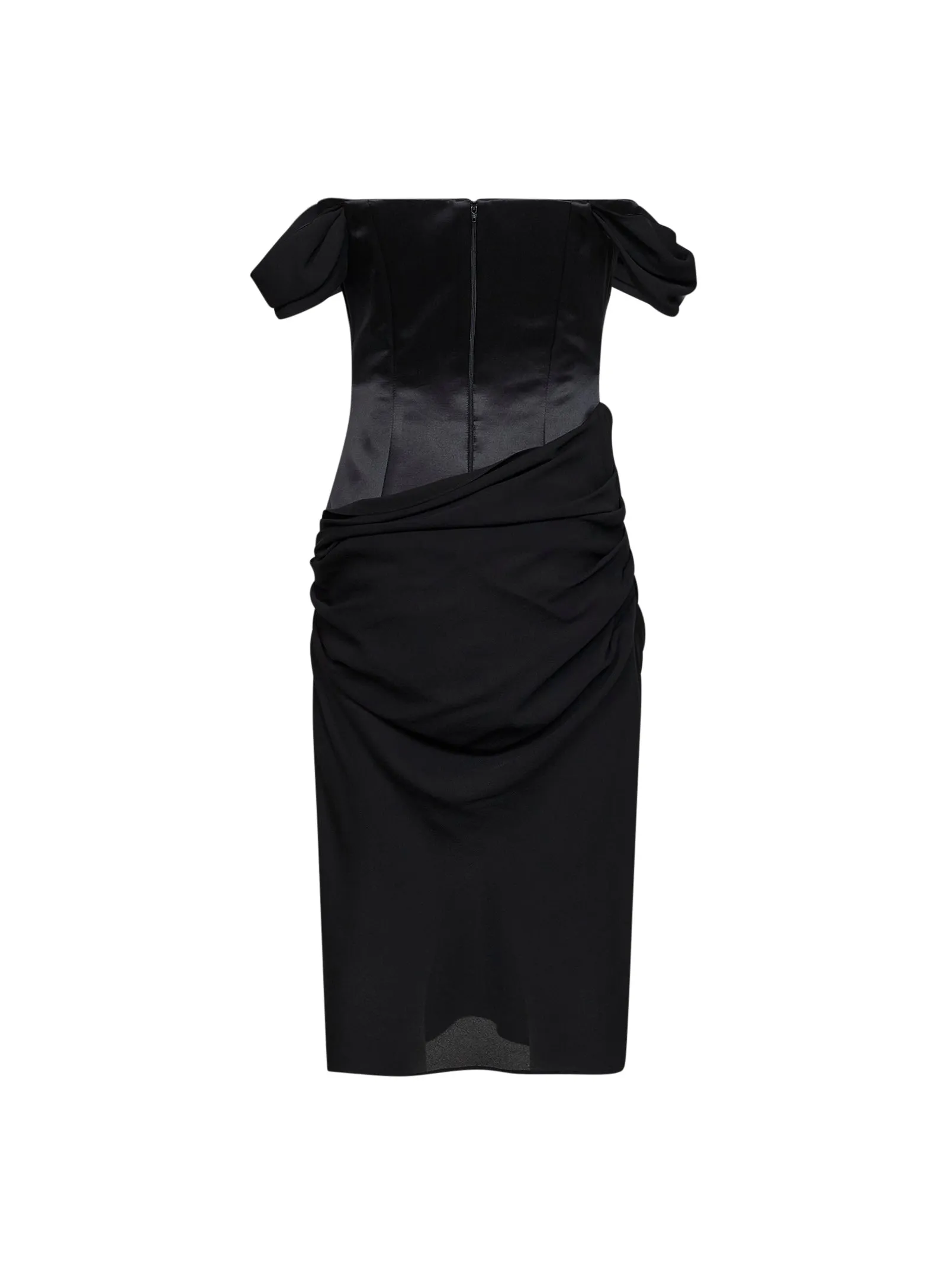 Dress Off-the-Shoulder Duchesse Satin & Silk Georgette Black sold by Lord & Taylor product image thumbnail 2