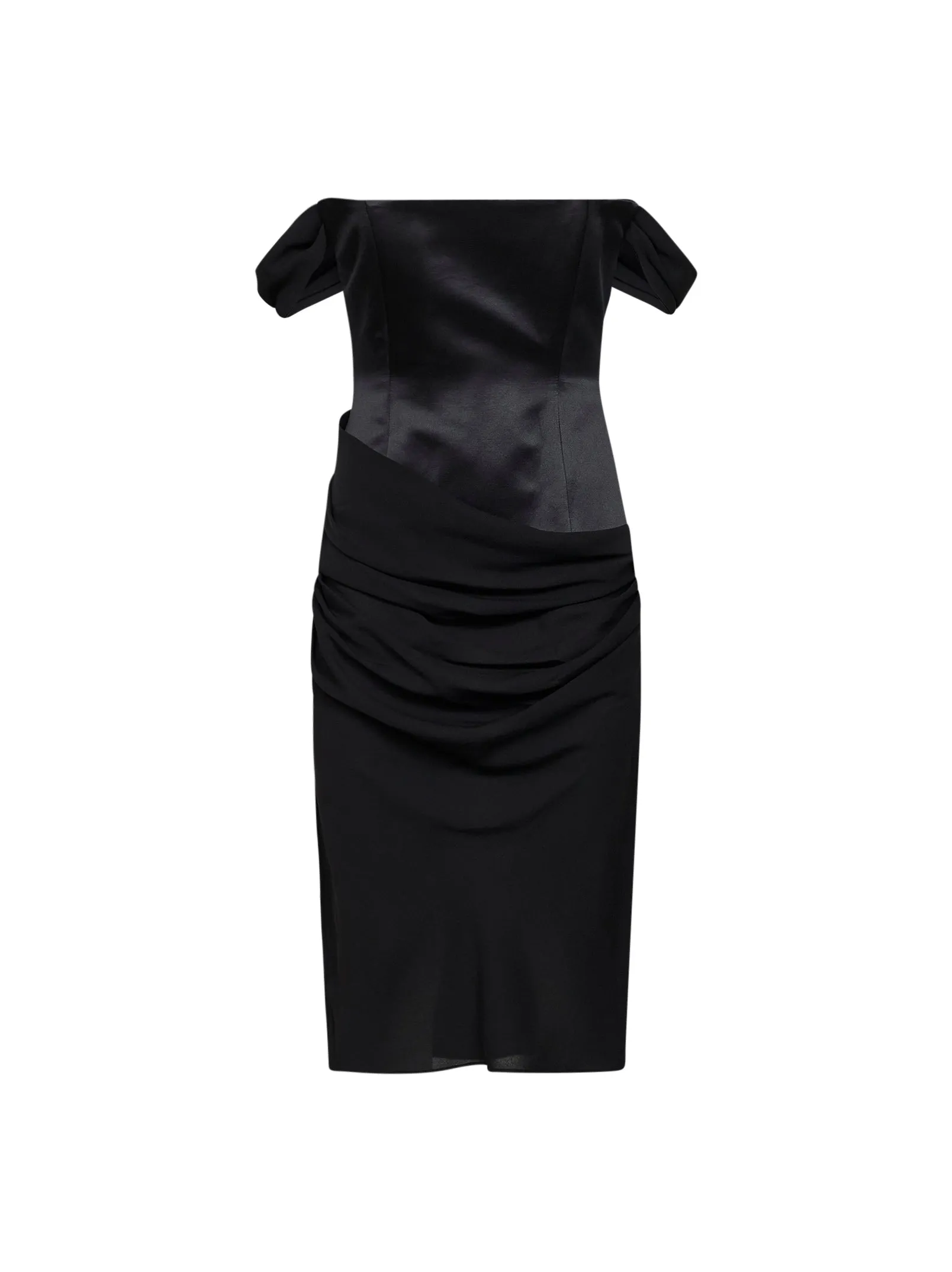 Dress Off-the-Shoulder Duchesse Satin & Silk Georgette Black sold by Lord & Taylor