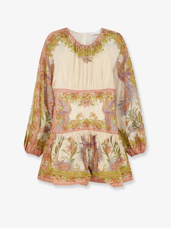 Mini Dress Indra Cotton-Silk Beige made by Zimmermann