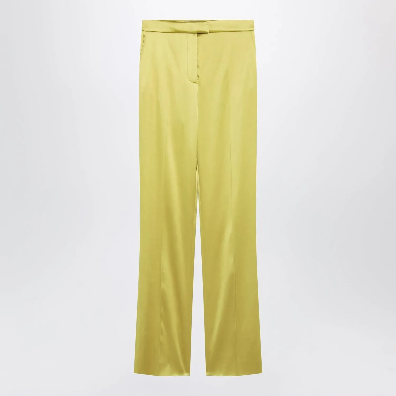 AVOCADOCOLORED TROUSERS IN SHINY SILK BLEND sold by Lord & Taylor