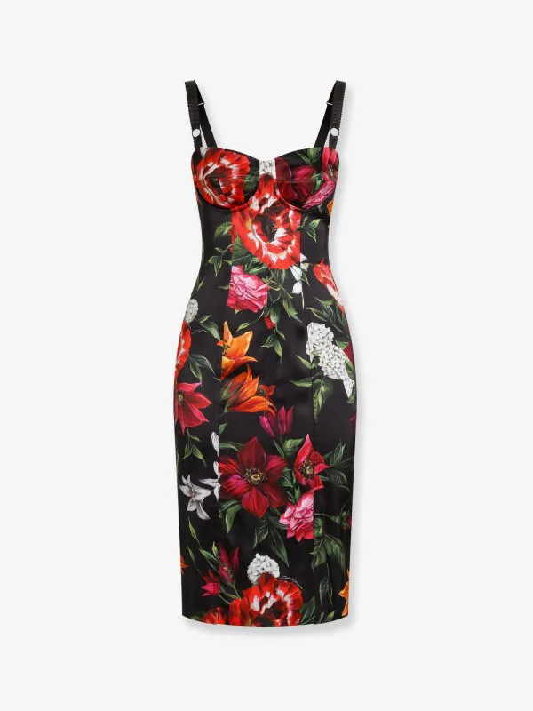 Satin Dress, Floral Print made by Dolce & Gabanna