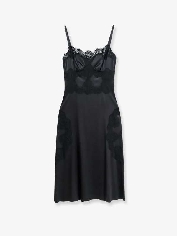 Slip Dress Silk-Blend Black made by Dolce & Gabanna