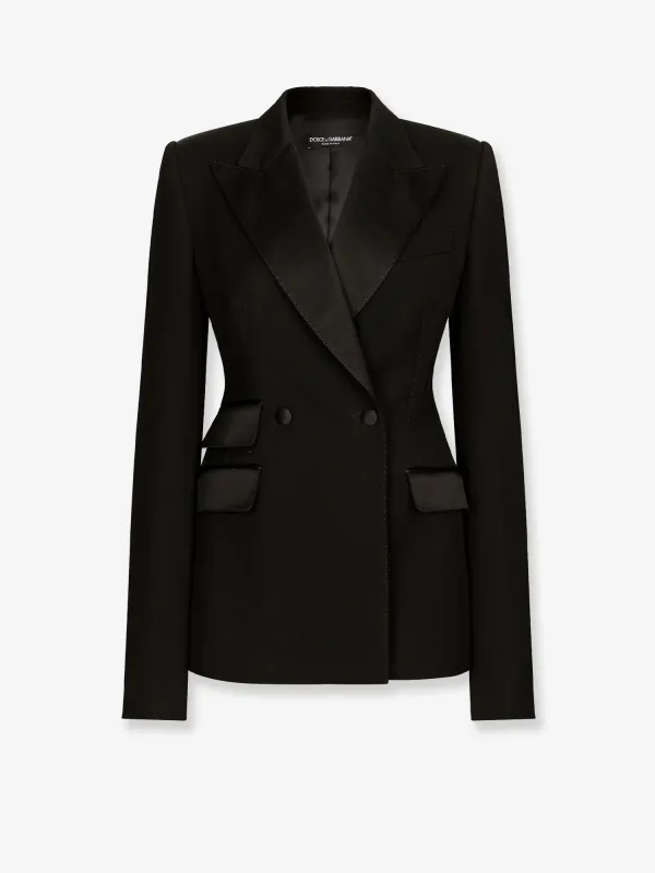 Tuxedo Blazer Wool-Silk Black made by Dolce & Gabanna