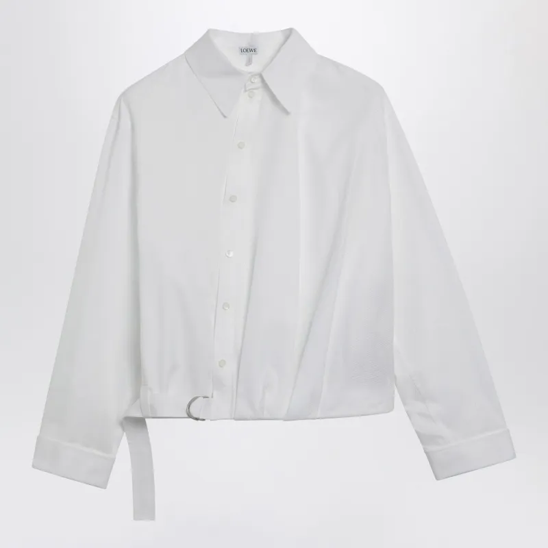 WHITE DRAPED COTTON SHIRT made by Loewe
