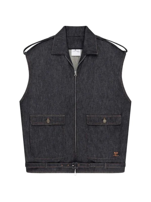 SLEEVELESS DENIM BOMBER JACKET made by Courreges