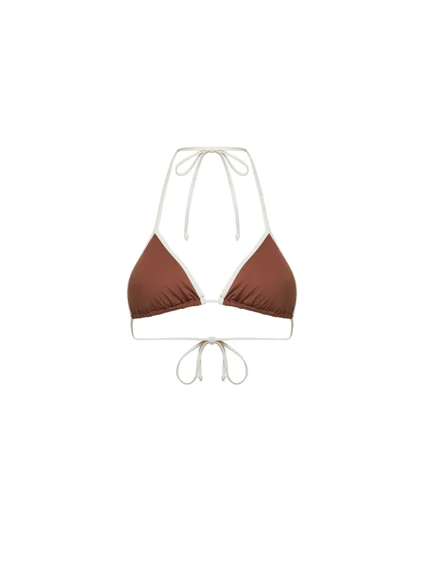 Triangle Bikini Top Leah Brown Lycra made by MC2 Saint Barth