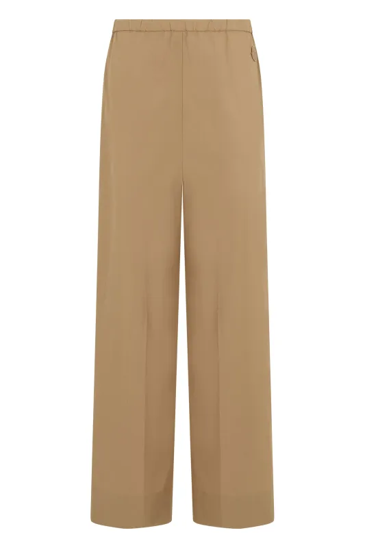 Wide-Leg Cotton Trousers Beige made by Moncler