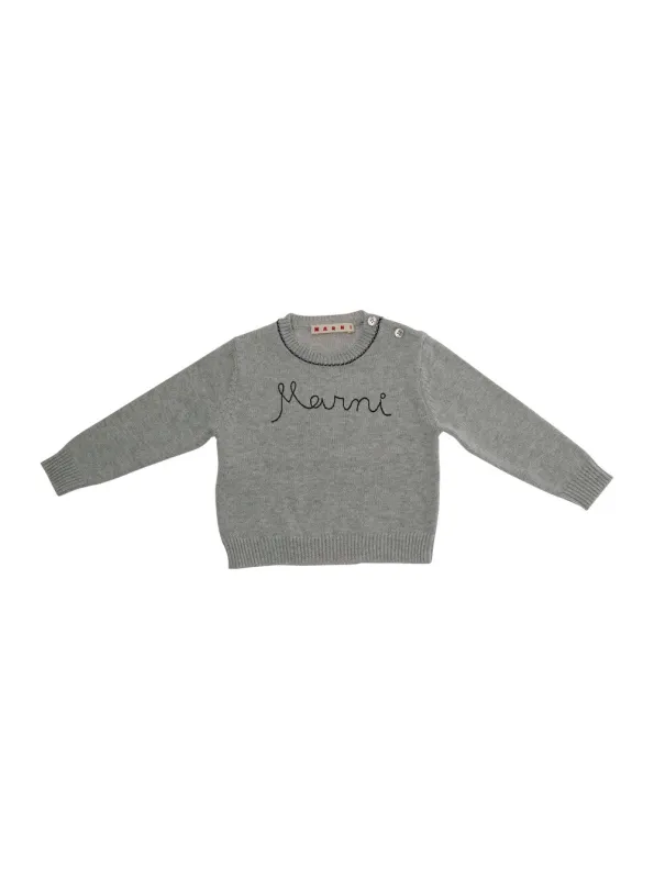 Crew Neck Sweater, Grey Cotton made by Marni