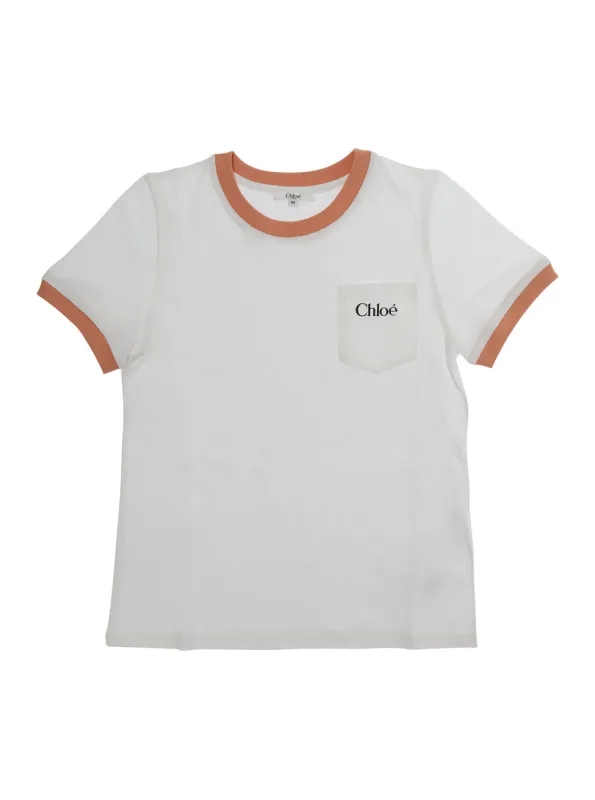 T-Shirt Round Neck White Cotton made by Chloe