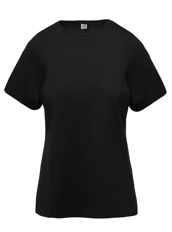 Crewneck T-Shirt in Black Cotton made by Toteme