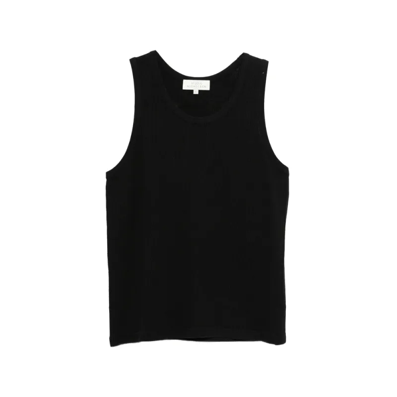 Black Ribbed Knit Sleeveless T-Shirt made by Studio Nicholson
