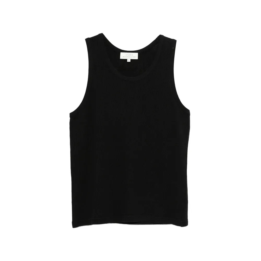 Black Ribbed Knit Sleeveless T-Shirt sold by Lord & Taylor