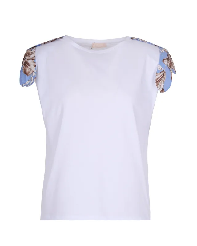 T-shirt with Floral Inserts White made by Liu Jo