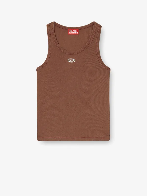 Ribbed Tank Top with Oval D Logo — Brown made by Diesel