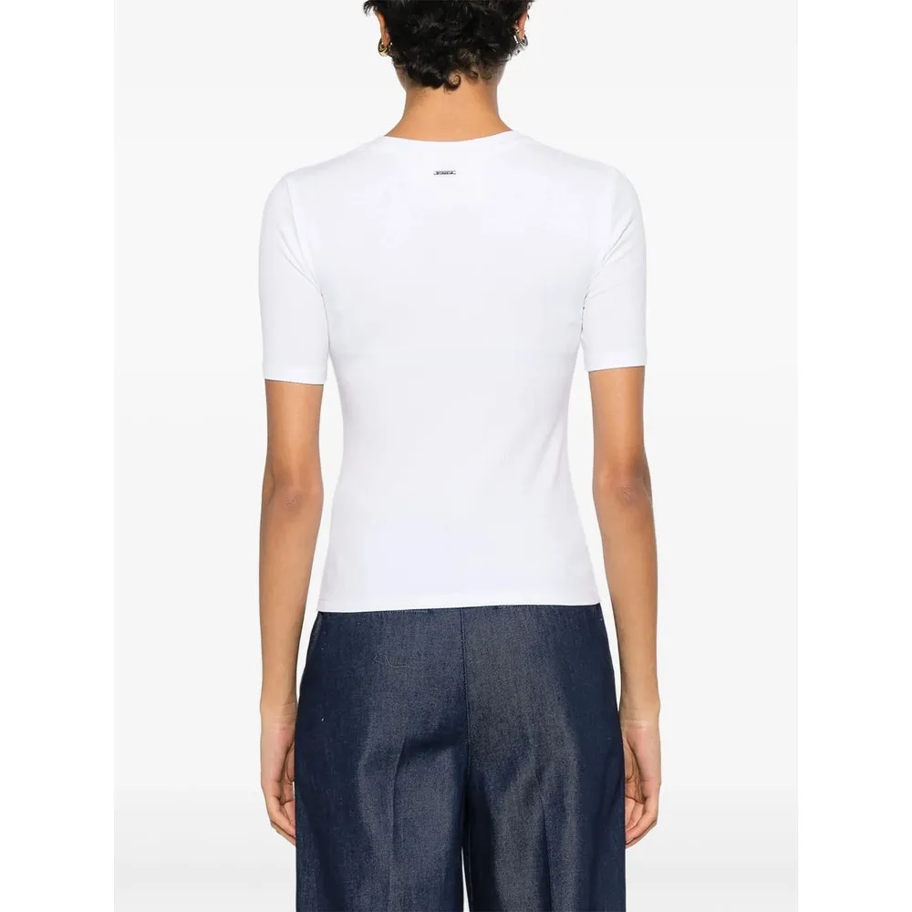 White Round Neck T-shirt sold by Lord & Taylor product image thumbnail 4