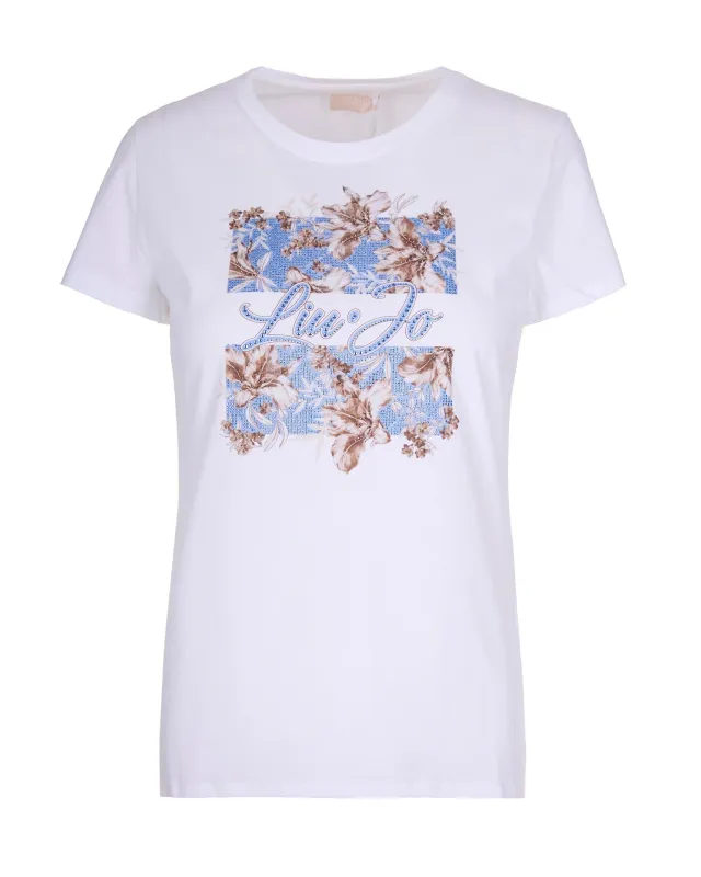 T-shirt White Floral Print made by Liu Jo
