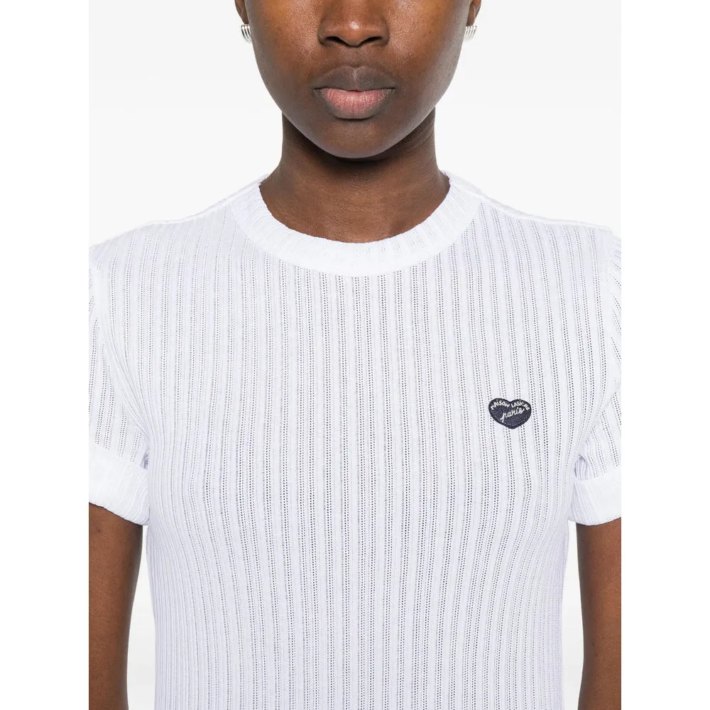 White Ribbed Knit T-Shirt with Heart Appliqué sold by Lord & Taylor product image thumbnail 4
