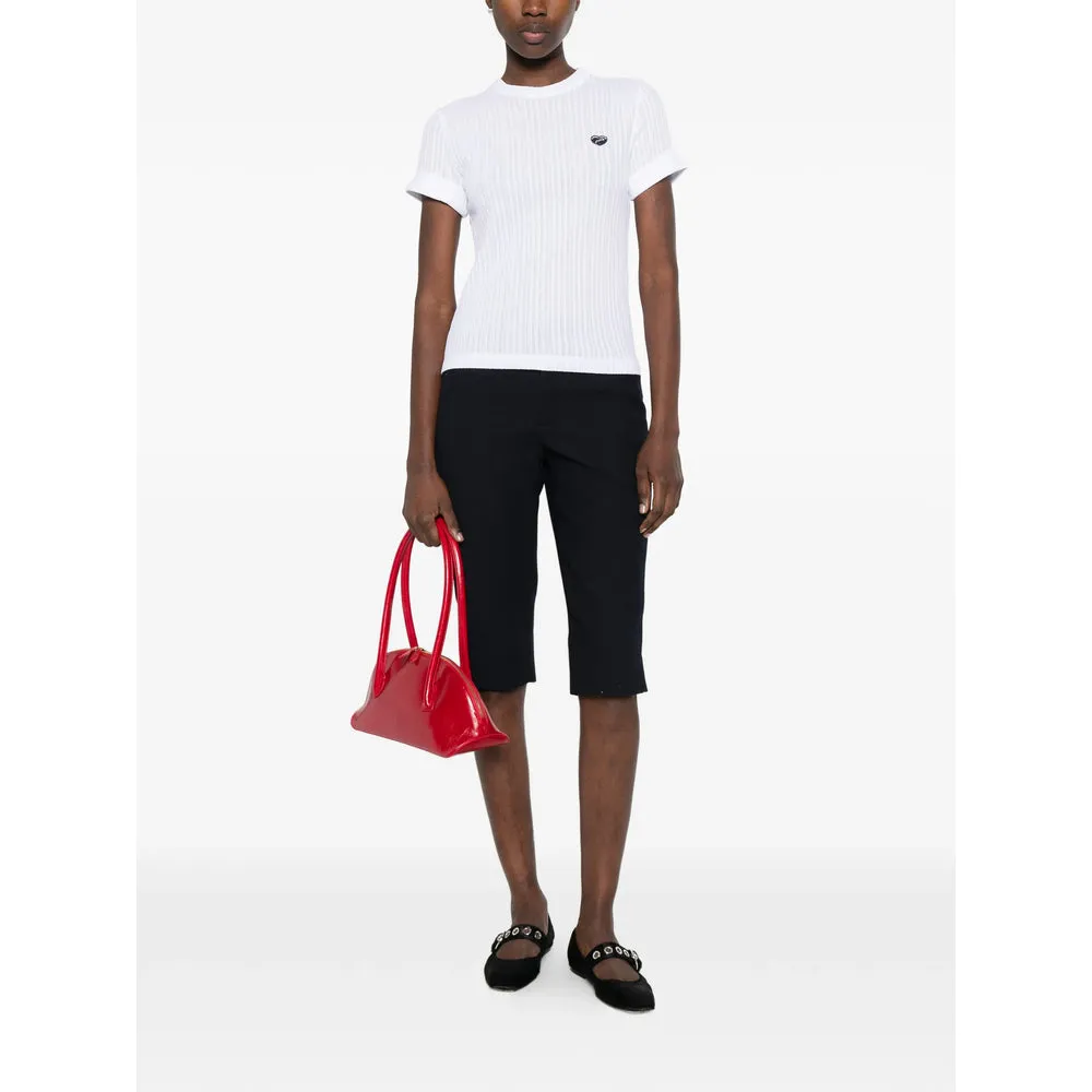 White Ribbed Knit T-Shirt with Heart Appliqué sold by Lord & Taylor product image thumbnail 3