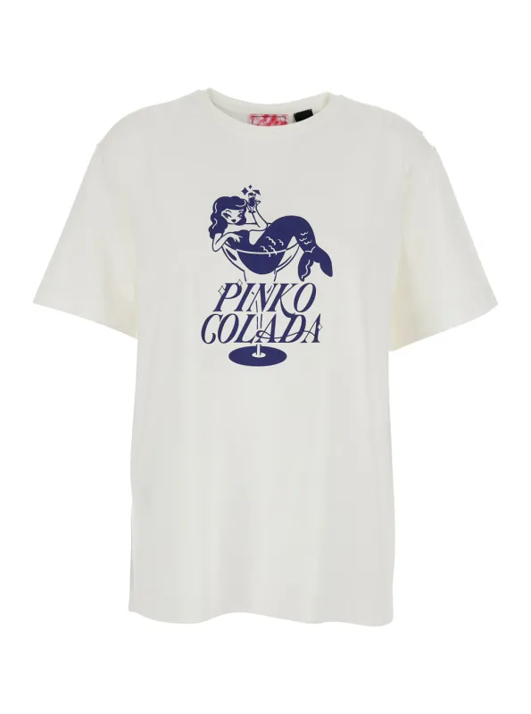 T-shirt White Logo Print made by Pinko
