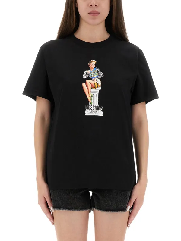 Black Printed T-Shirt made by Moschino