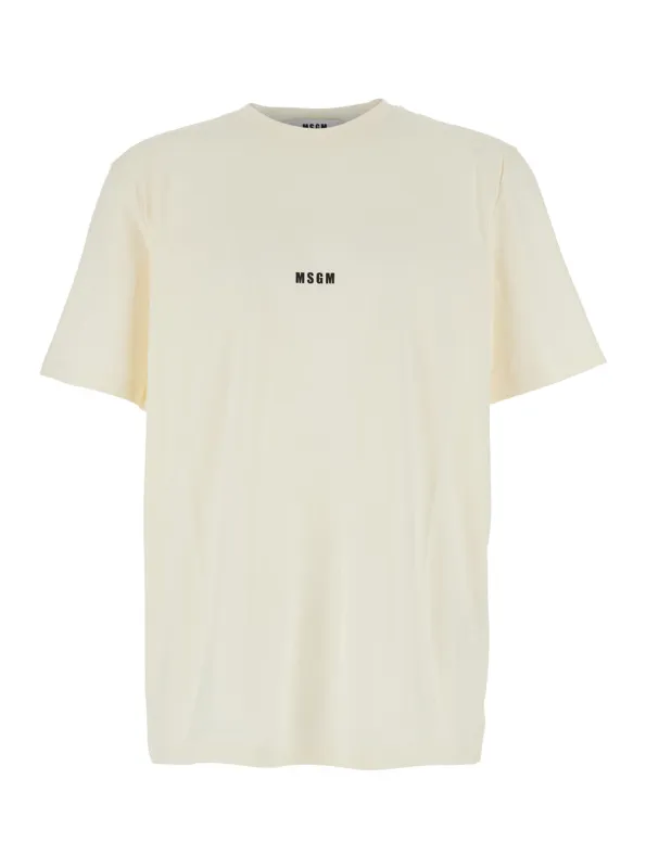 White T-Shirt with Lettering Logo made by MSGM