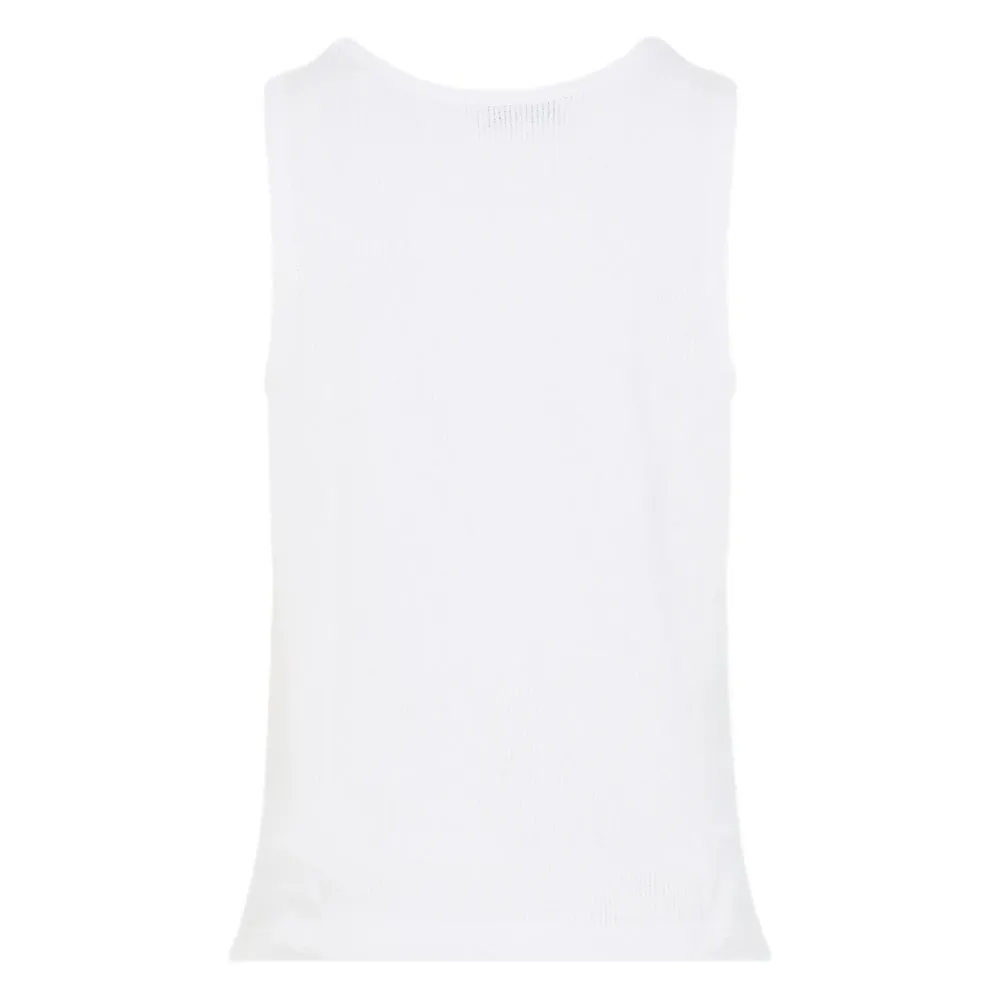 White Ribbed Sleeveless T-Shirt sold by Lord & Taylor product image thumbnail 2