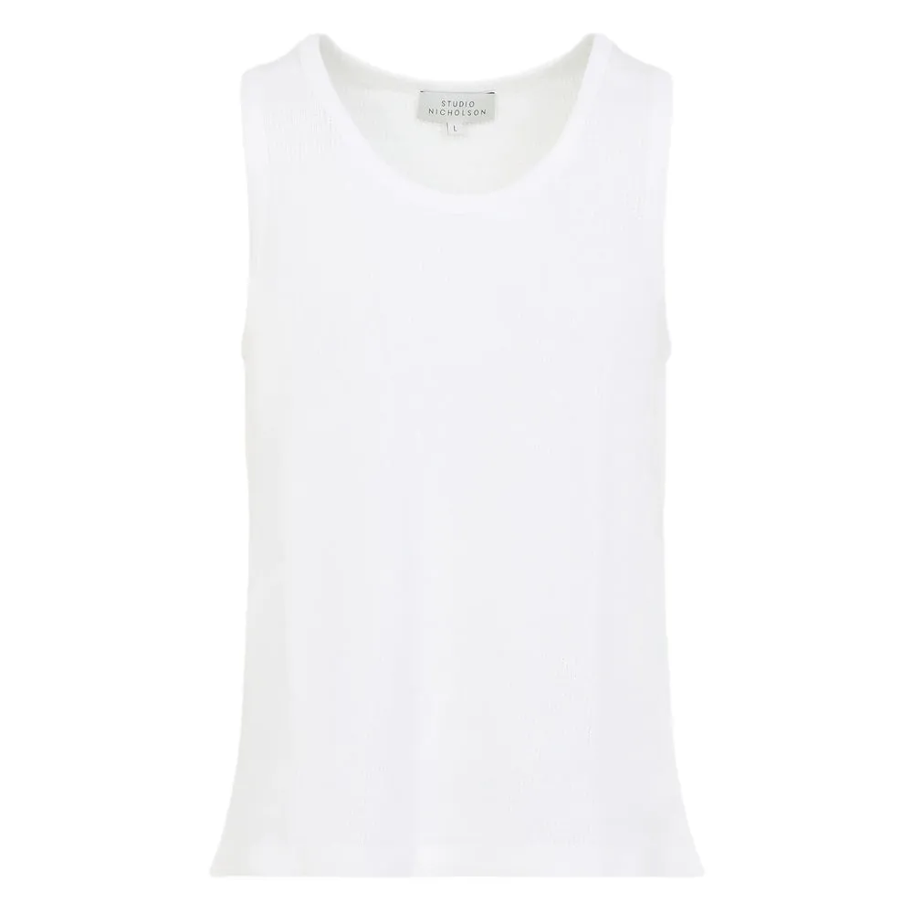 White Ribbed Sleeveless T-Shirt sold by Lord & Taylor