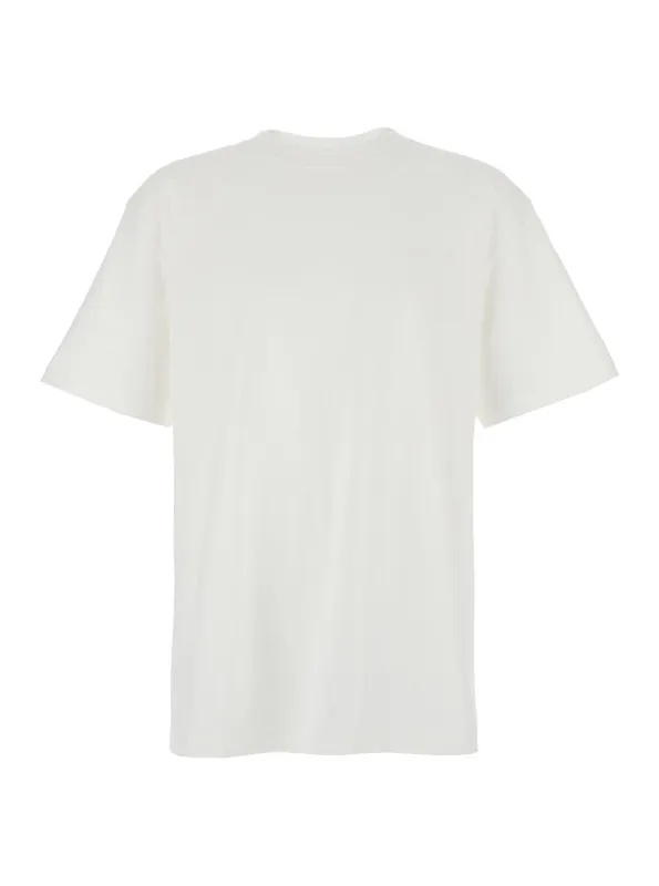 White Crewneck T-Shirt with Dropped Shoulders made by PURPLE BRAND