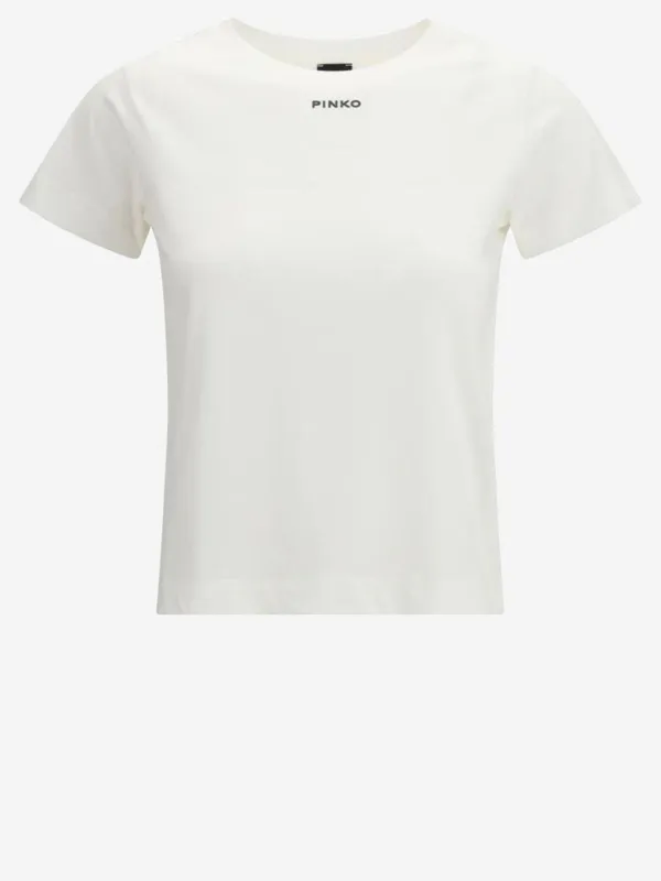 Basic Cotton T-Shirt with Logo made by Pinko