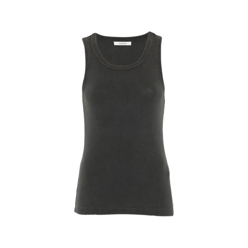 Ribbed Tank Top Black Cotton made by Entire Studios